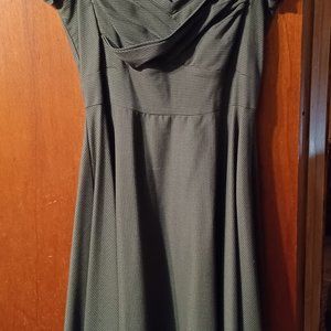 50's Inspired Olive Green Swing Dress w/ Sweetheart Neckline